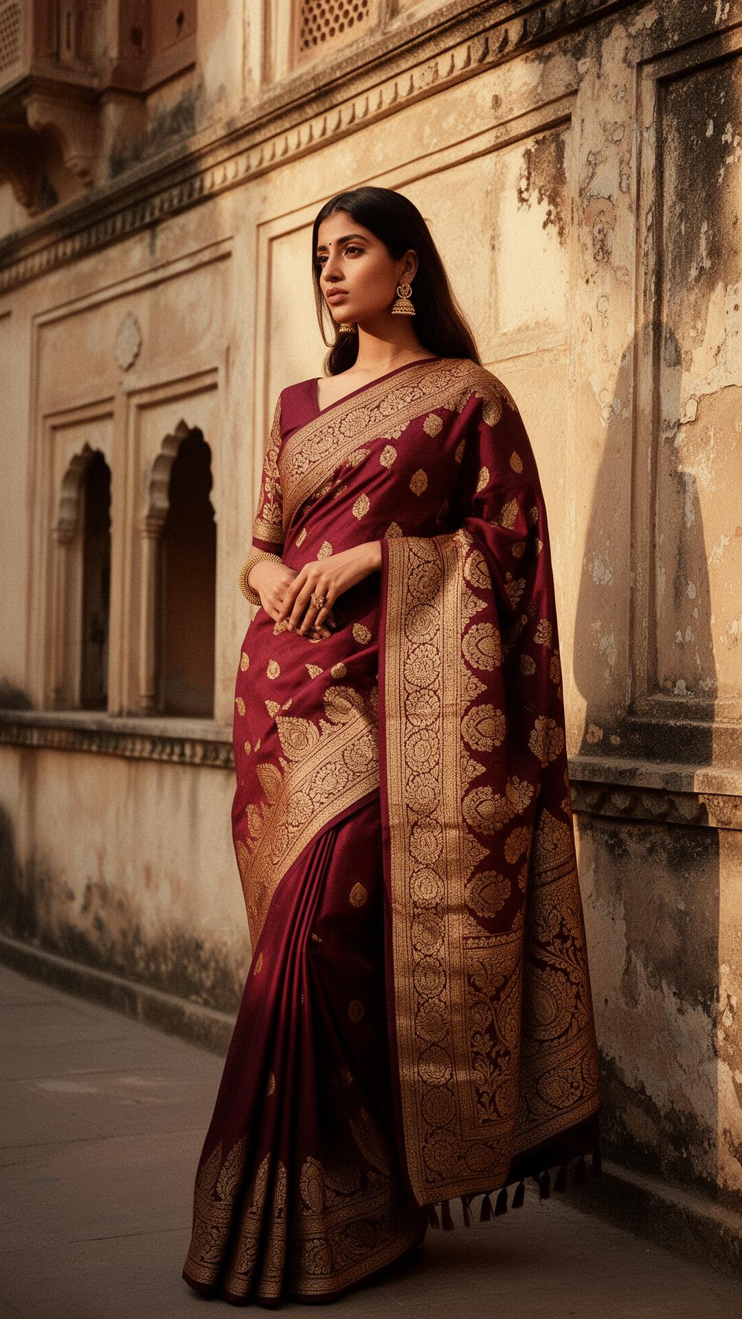 Handwoven saree draped along the Ashtamudi backwaters